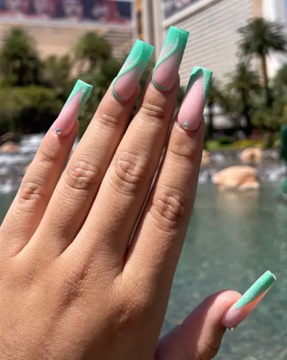 Girly Teal Nails