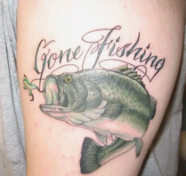 Gone Fishing Tattoo with a big fish