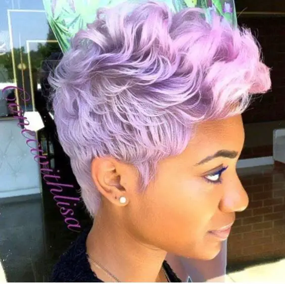 Grey and Purple Pixie Hair