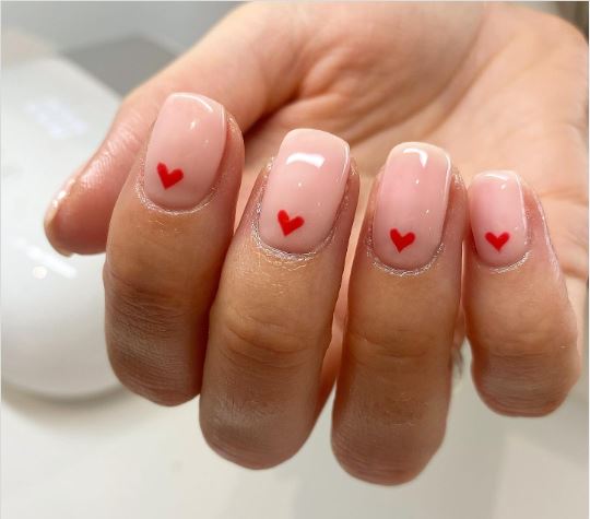 Hand-drawn Love Heart Nails