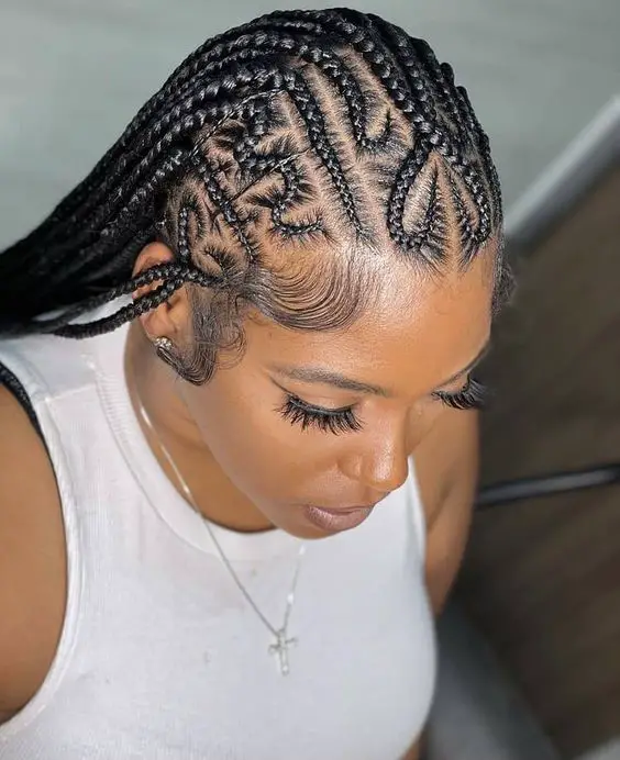 Heart Designed Cornrows and Knotless Braids