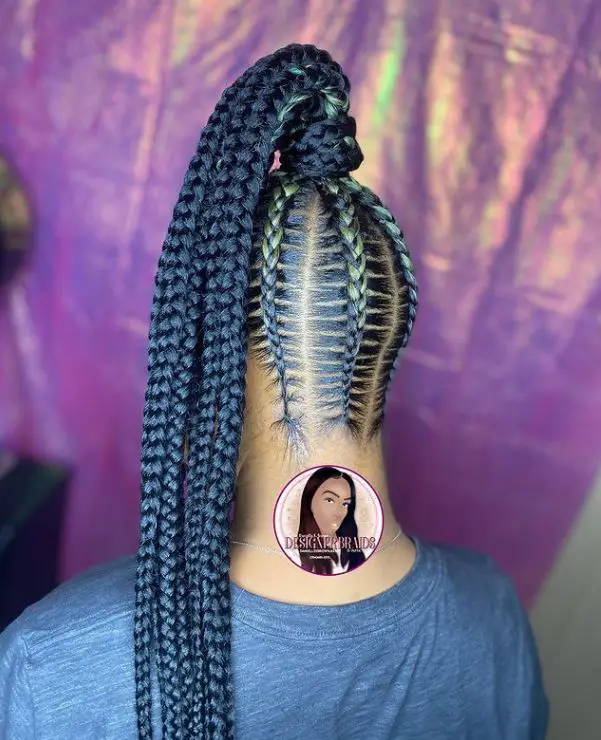 High Ponytail Stitch Box Braids