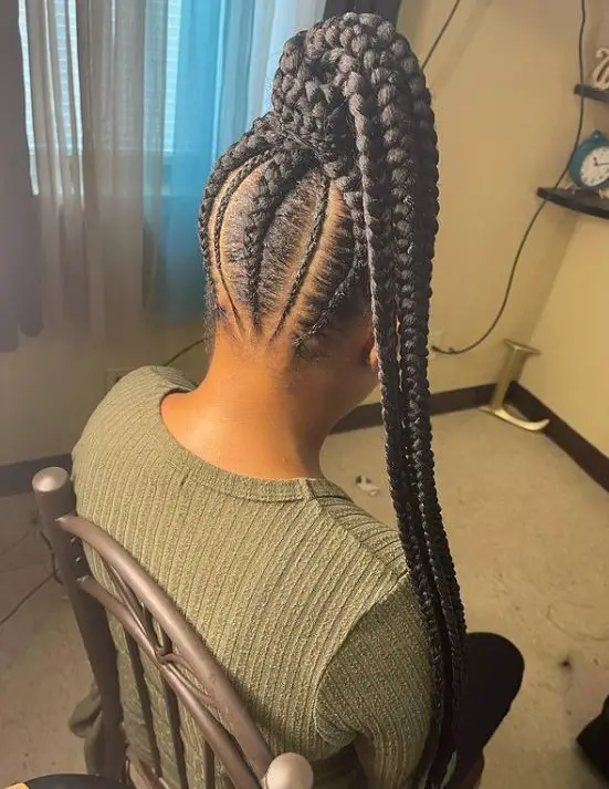 High Ponytail thick Tribal braids