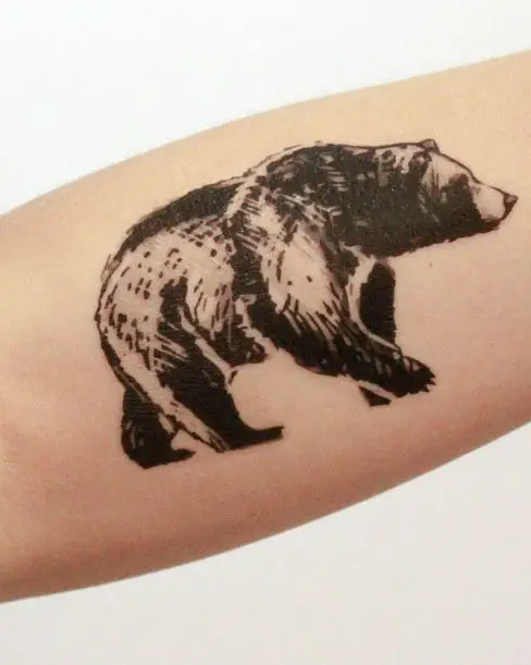 Inked Black Walking Bear Tattoo