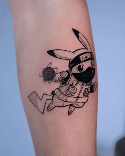 Kakashi X pikachu Tattoo Design