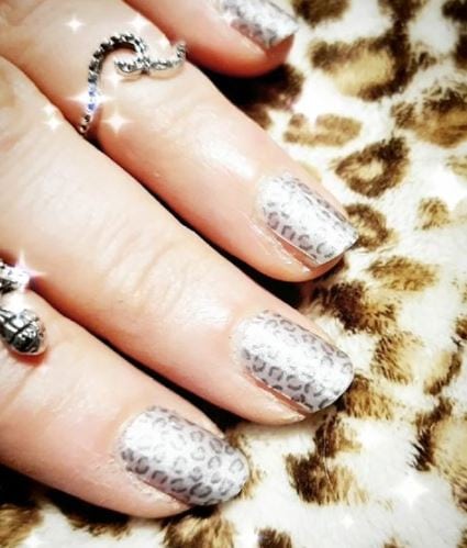 Leopard Silver Nail Art