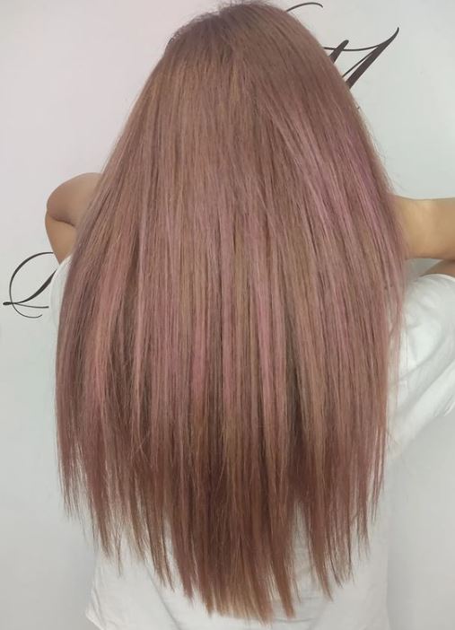 Light Brown Hair with Light Pink Highlights