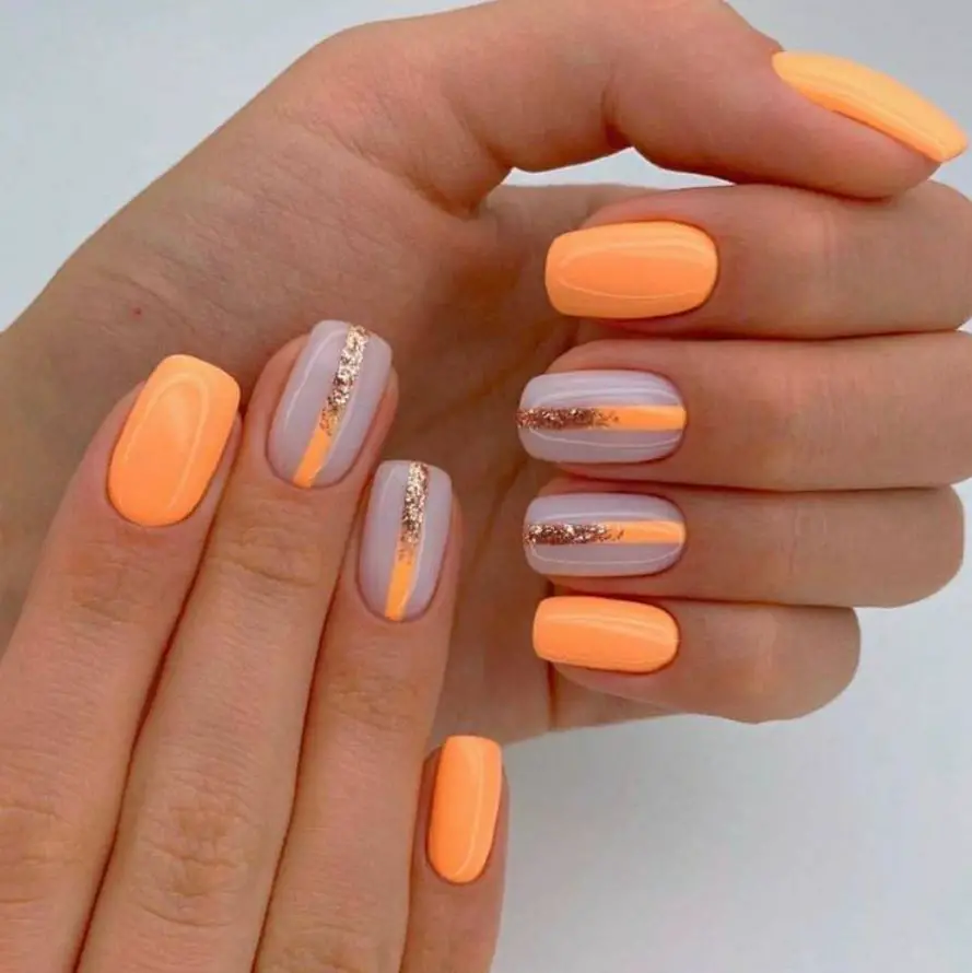 Light Orange Spring Nail Art