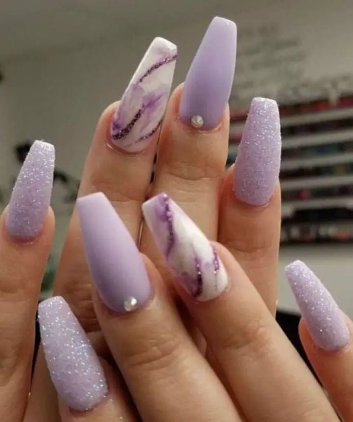 Light Purple Coffin Nails