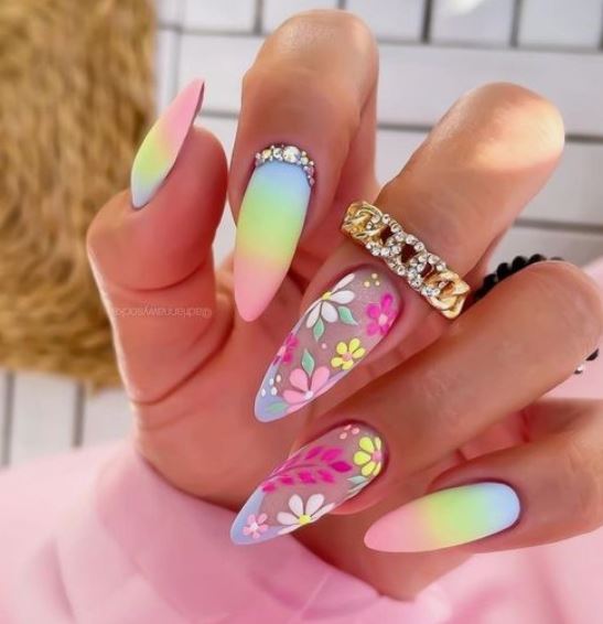 Light Rainbow Spring Nails