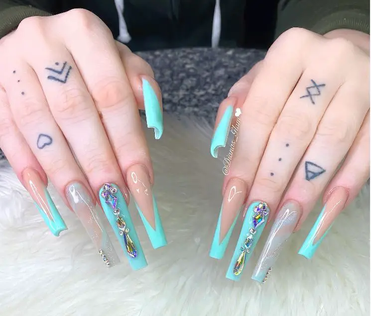 Long Turquoise Coffin Nails