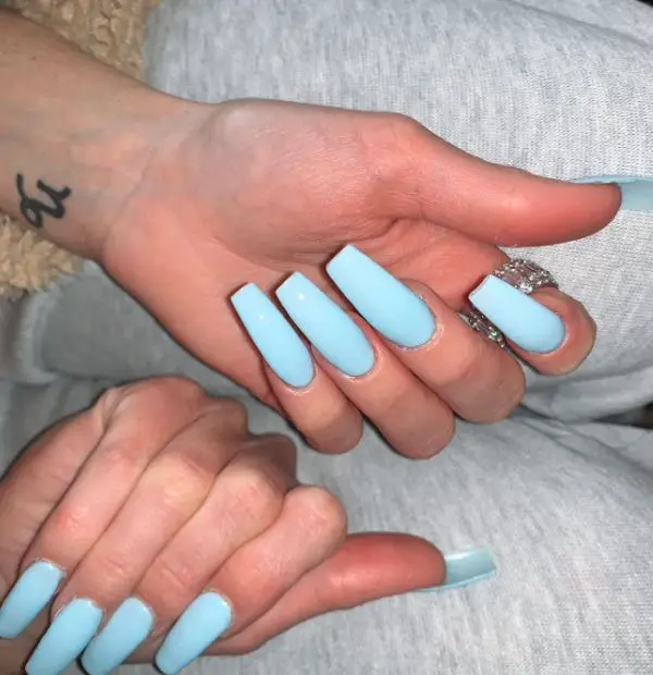 Long baby blue coffin nails
