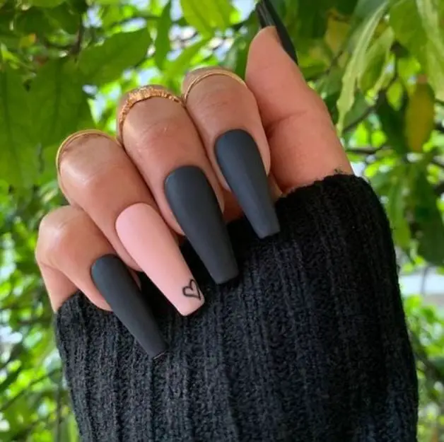 Matte Black Coffin Nails