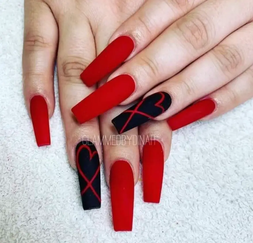 Matte Red Coffin Nails