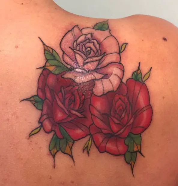 Multi-Color Rose Shoulder Tattoo