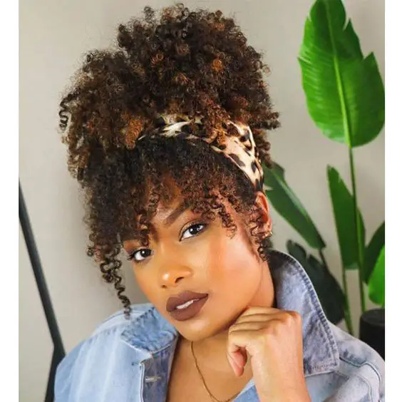 Natural Short Kinky Curly High Bun