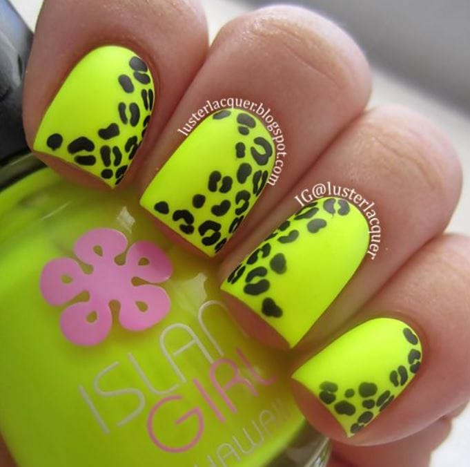 Neon Leopard Print mani