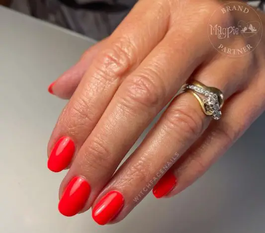 Neon Red Bright Summer Nails