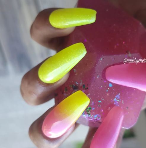 Neon Yellow and Pink Nails