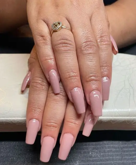 Nude Coffin-Shaped Nails