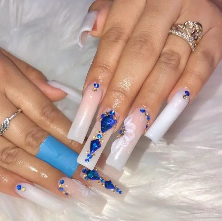 Ombre White Graduation Nails