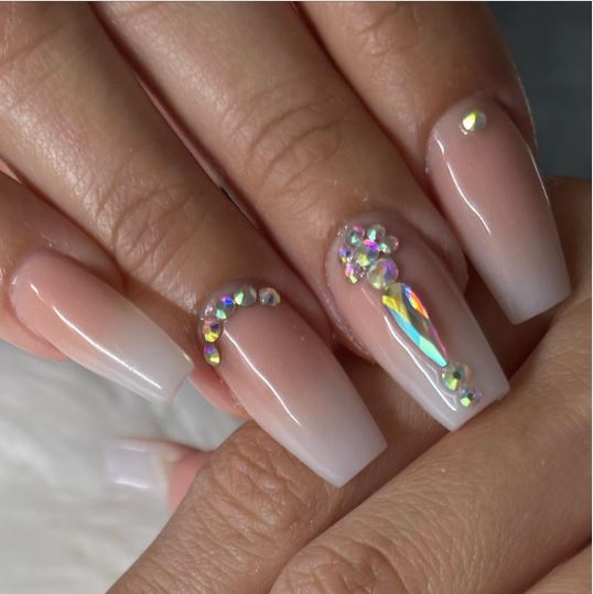 Ombre nail art design for nude shade nails