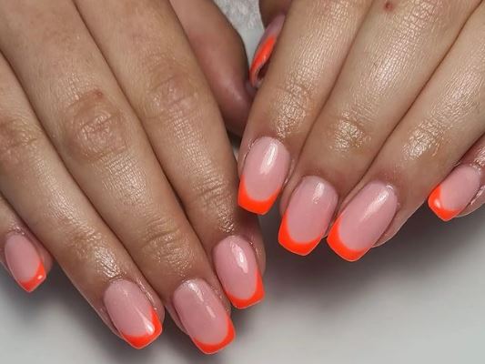 Orange French Tip Nails