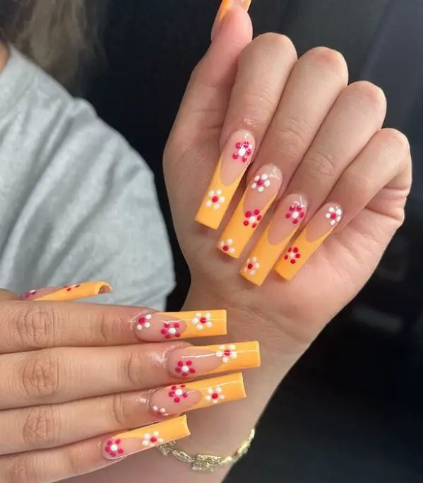 Orange Spring Nails