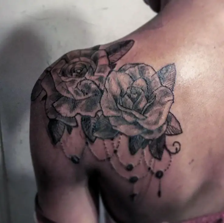 Ornamental Rose Shoulder Tattoo