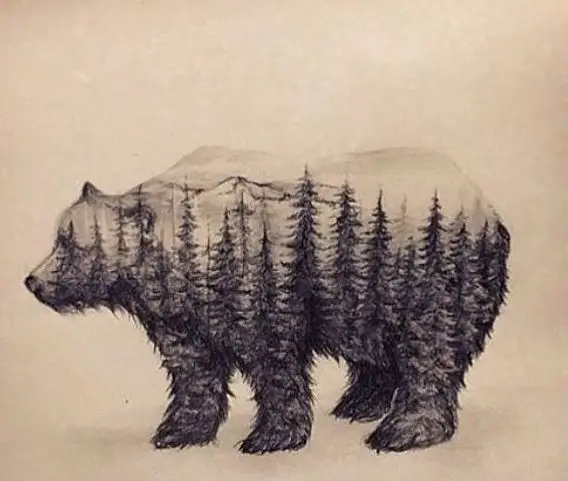 Outline of the bear blends with Nature