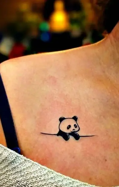 Peeping Panda Bear Tattoo On Shoulder