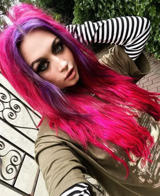 Pink Hair with Purple Highlights