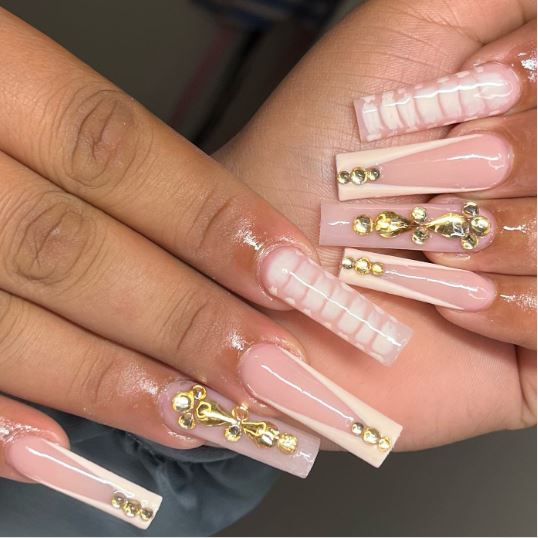 Pink Shade Crocodile Pattern Nails