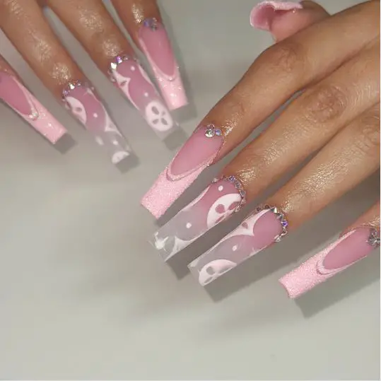 Pink Xxl coffin tips nails
