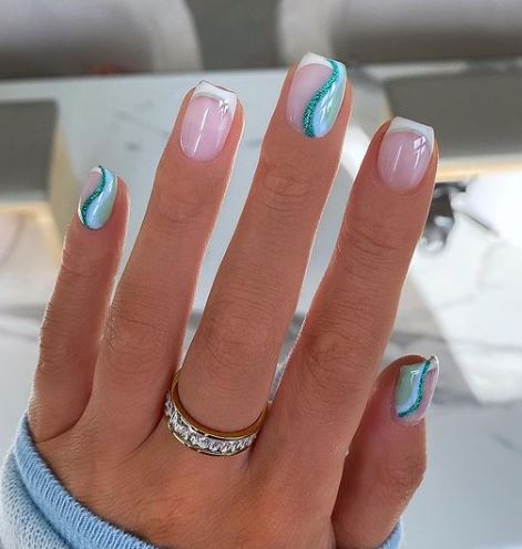 Pink and Blue British Spring Nails