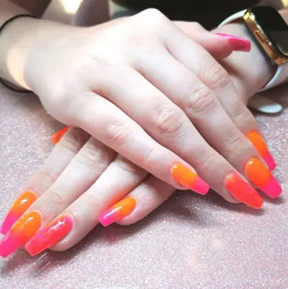 Pink and Orange Ombre Nails