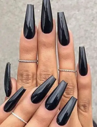 Plain Black Coffin Nails