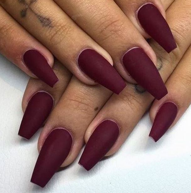 Plain Purple Coffin Nails