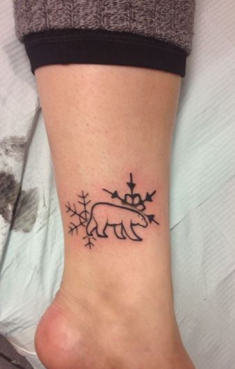 Polar bear snowflakes tattoo