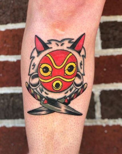 Portrait of Princess Mononokes Mask Tattoo