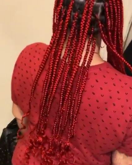 Red knotless box braids