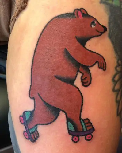 Roller Skating Bear Tattoo