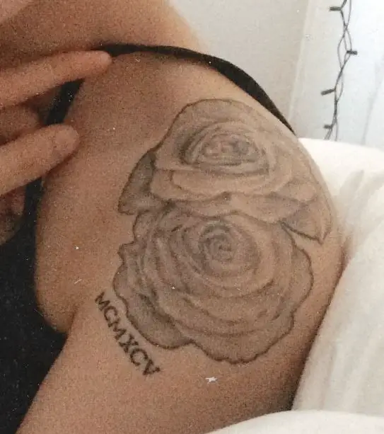 Rose Bouquet Shoulder Tattoo with sketch effect