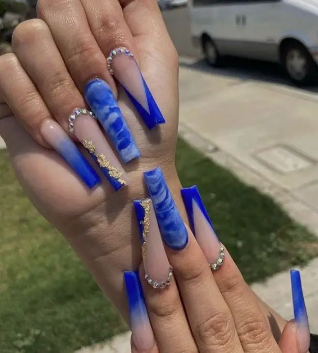 Royal Blue Coffin Nails