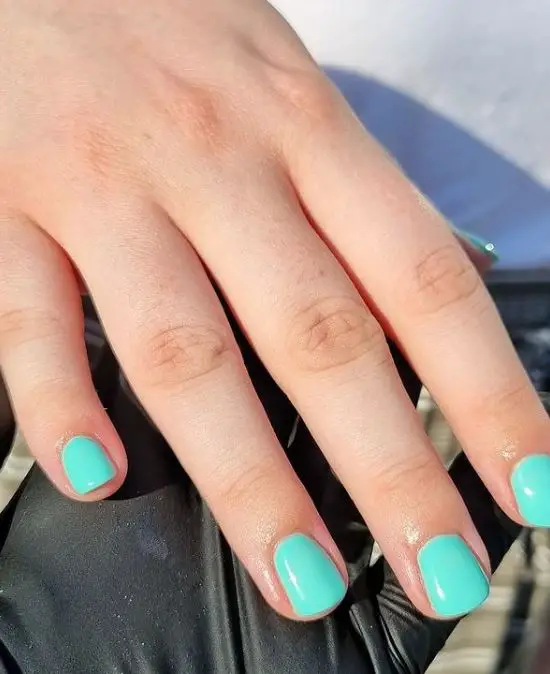 Short Turquoise Gel Nails