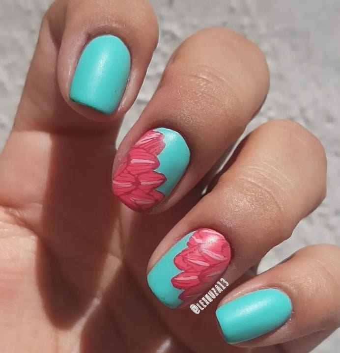 Short Turquoise Nail Design