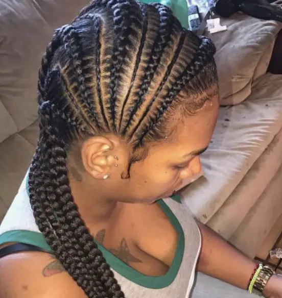 Side-Parted Stitch Braids