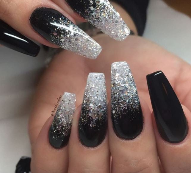 Silver Glitter Nails