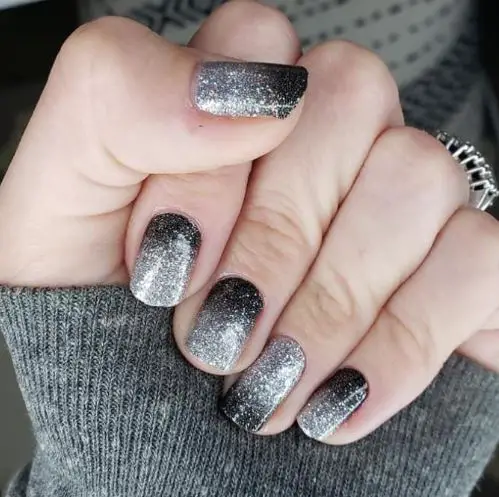 Silver and Black Monochrome Ombre Nails