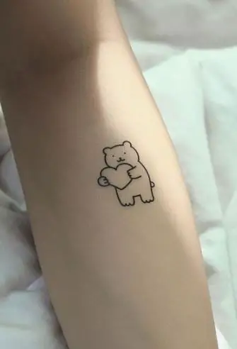 Simple Teddy Bear Heart Tattoo